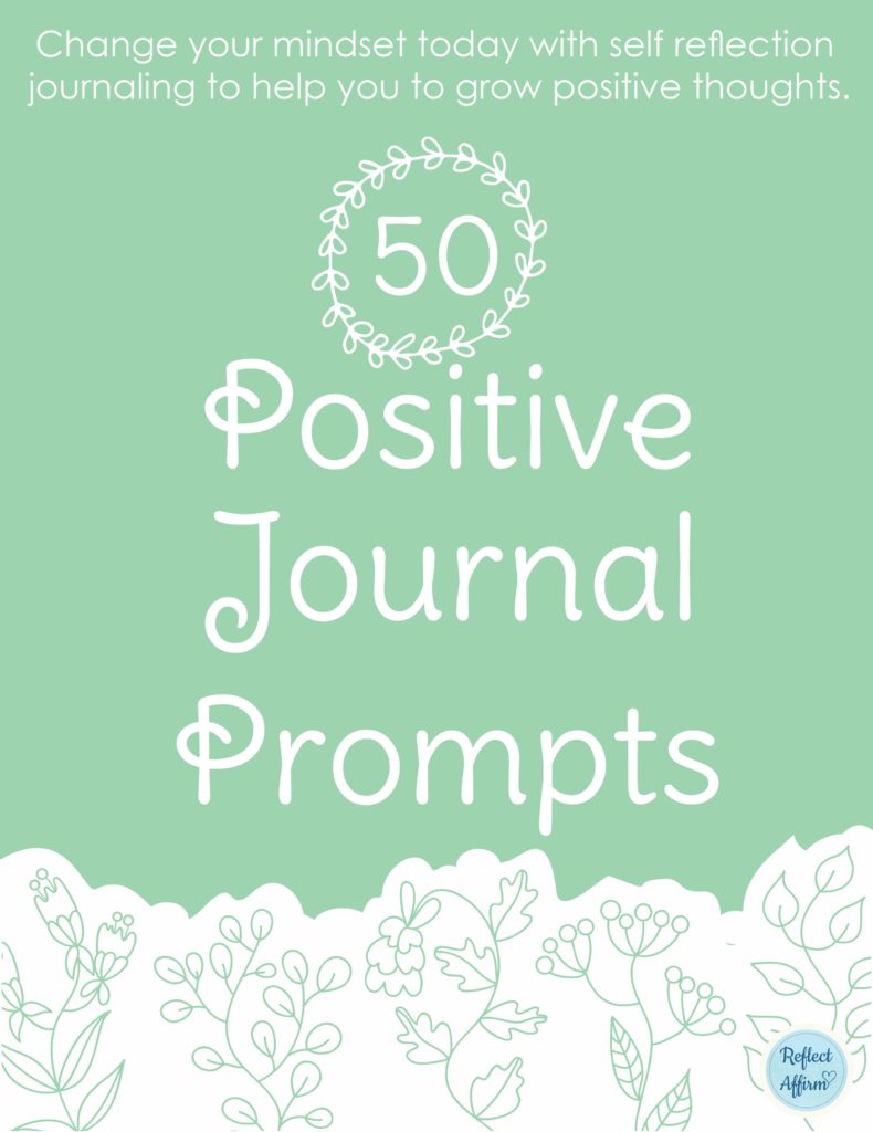 This digital download will give you 50 positive thinking journal prompts to help change your mindset and grow positive thoughts.